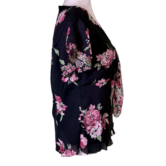 I.N. Studio Women's Floral Chiffon Flutter Sleeve Romantic Office Going Out XL - Picture 3 of 8